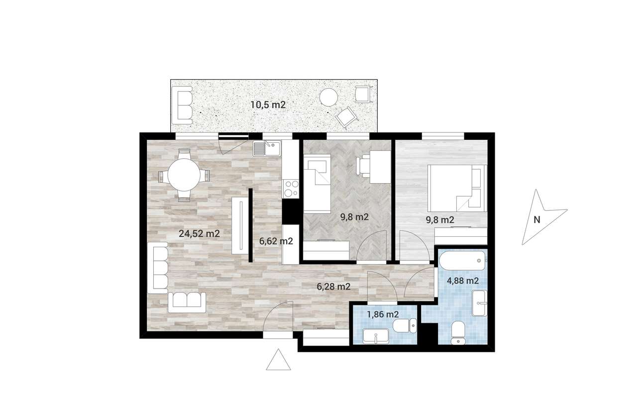 Apartament 3 pok.z balkonem 10m2* Miasteczko Wilanów*-19