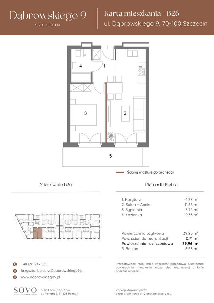 Dąbrowskiego 9 | mieszkanie 2-pok. | B26 - Pełny obrazek: 2/7
