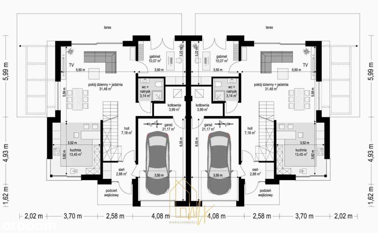 Nowoczesny dom w zabudowie bliźniaczej – 5 pokoi,-4
