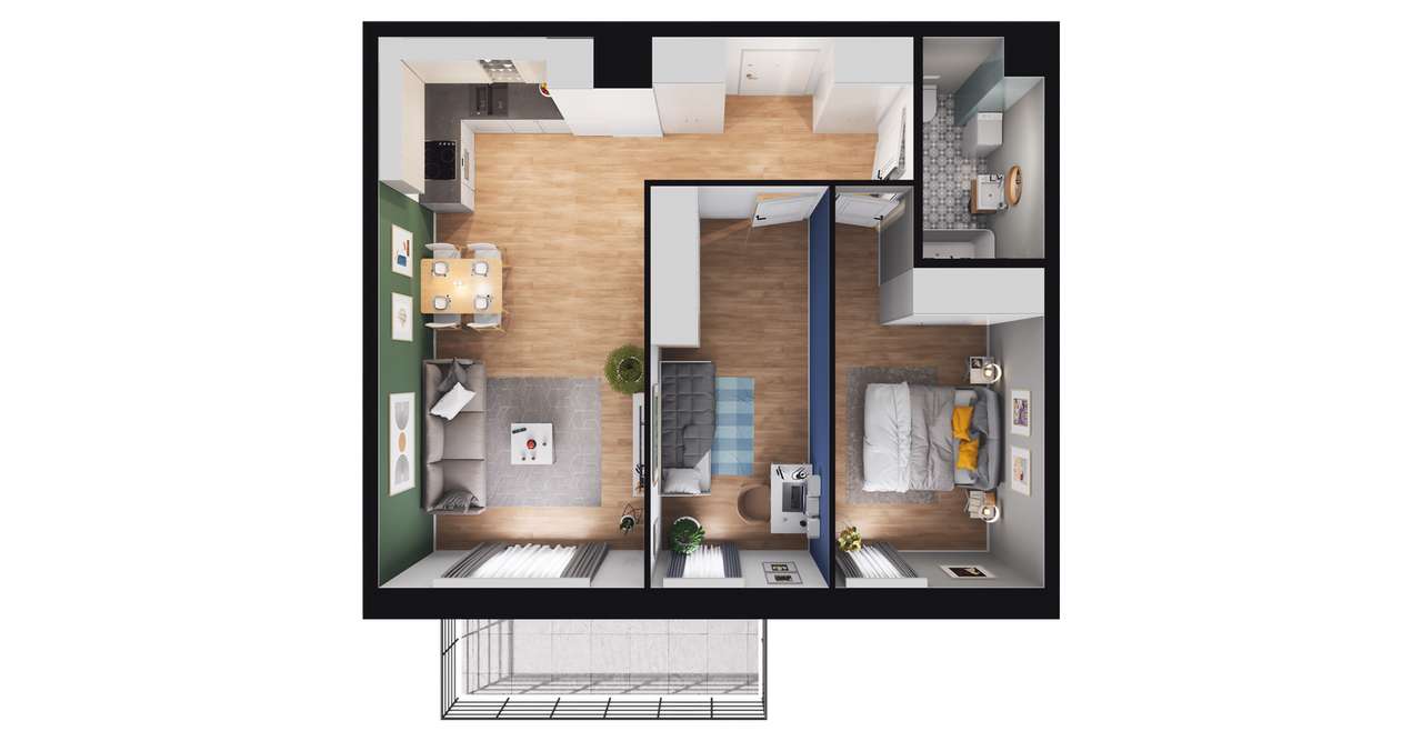 3-pokojowe mieszkanie 57m2 + balkon Bez Prowizji - Pełny obrazek: 2/8