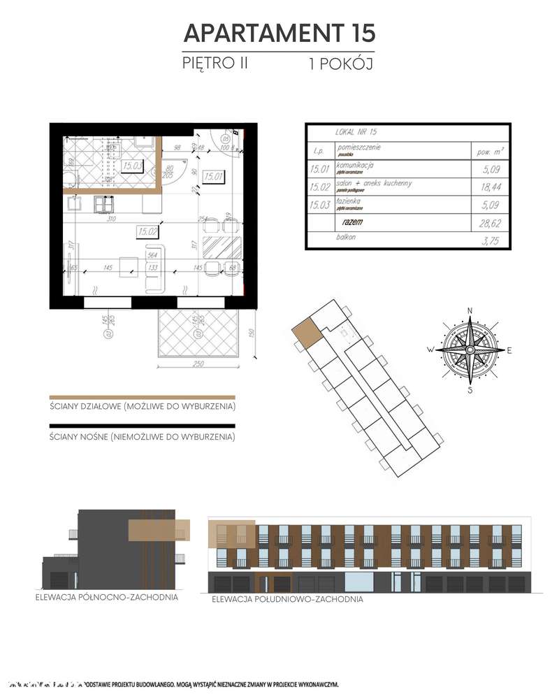 1-pokojowe mieszkanie 28m2 + balkon - Pełny obrazek: 2/6
