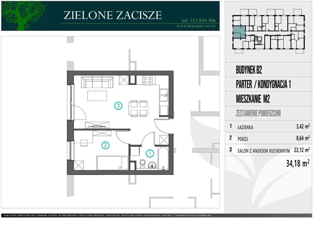 Nowe apartamenty BLOK B2 -34,18m2 ZIELONE ZACISZE - Pełny obrazek: 2/7