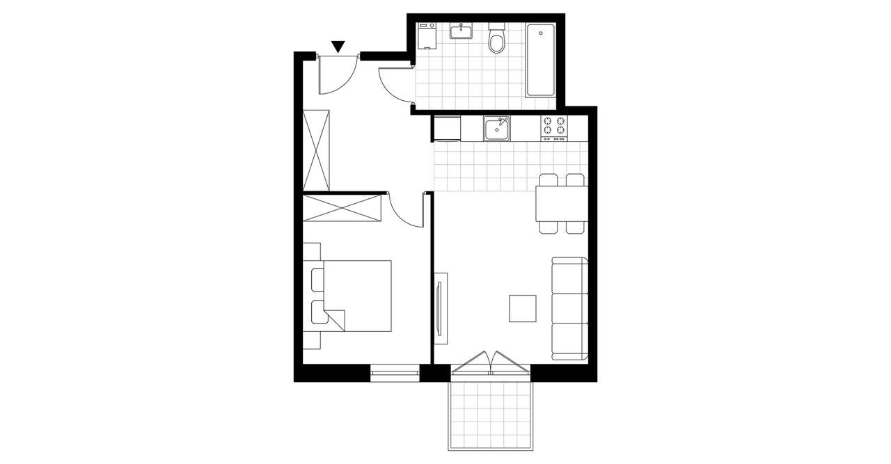 2-pokojowe mieszkanie 44m2 + balkon Bezpośrednio - Pełny obrazek: 3/8