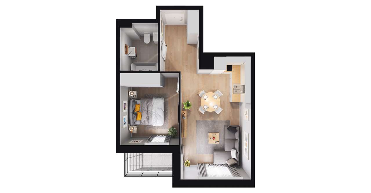 2-pokojowe mieszkanie 39m2 + loggia - Pełny obrazek: 3/9