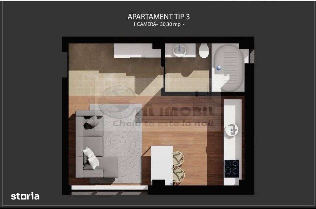 Apartament o camera Bucium - 36mp - Pret promotional cash - Imagine principală: 4/4