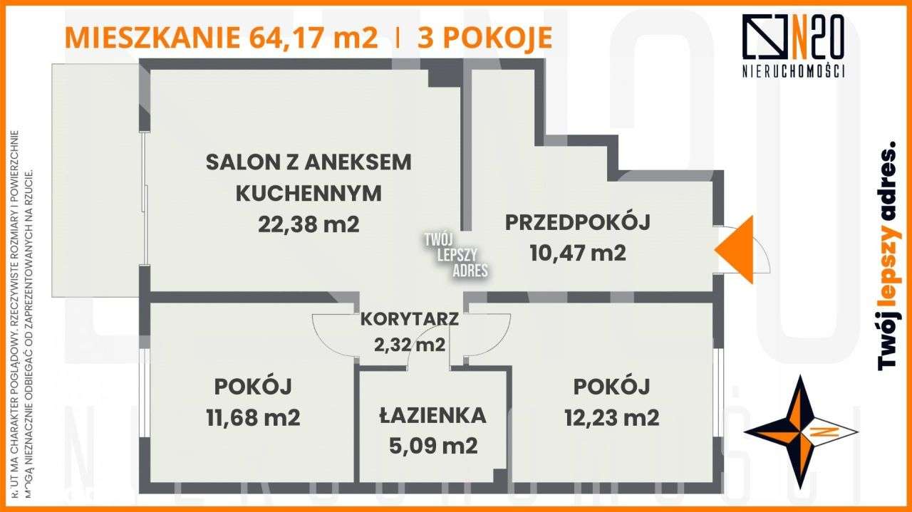 Nowe -3 pok. mieszkania, parter 64 m2, duży ogród! - Pełny obrazek: 4/13