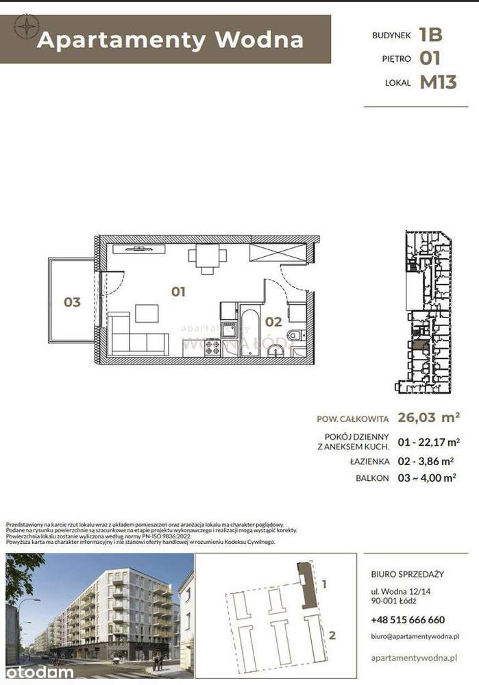 Nowe mieszkanie w Centrum Łodzi! ul. Wodna - Pełny obrazek: 2/4