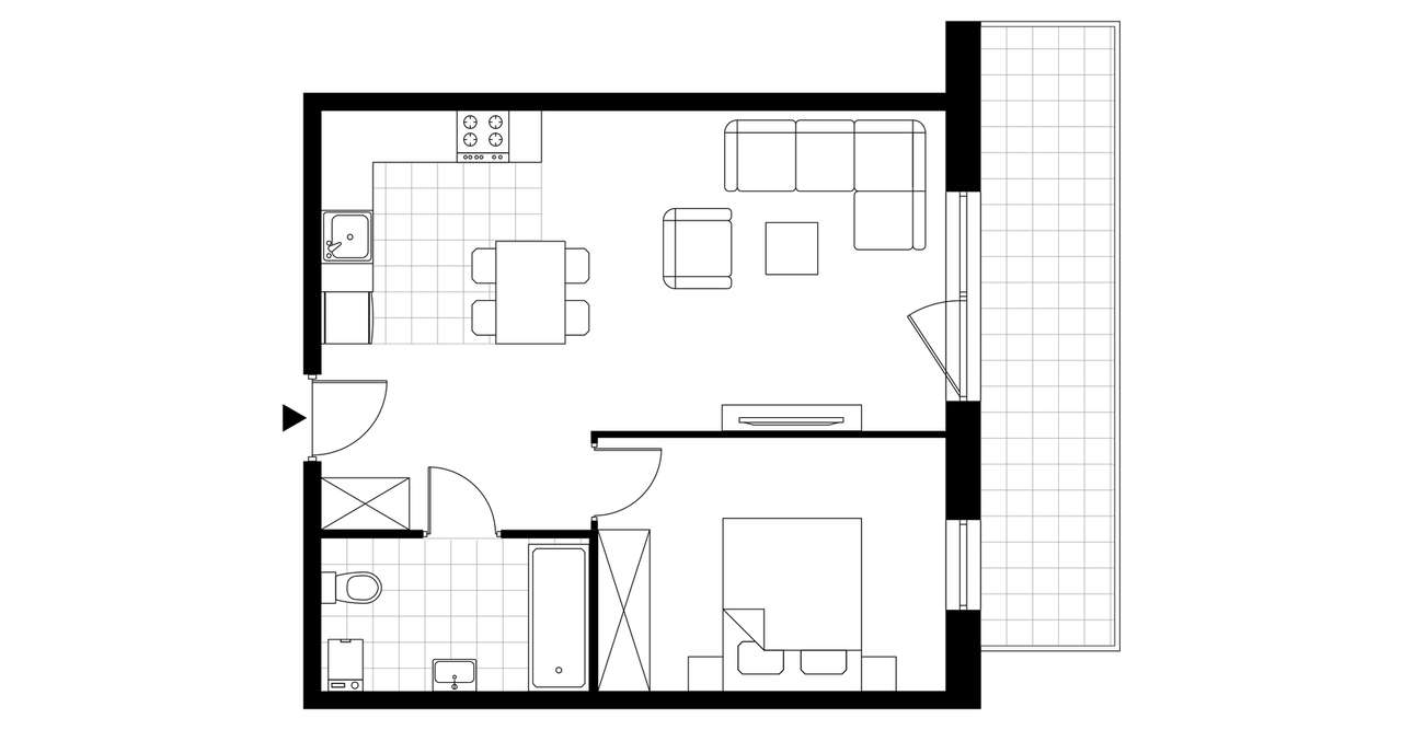 2-pokojowe mieszkanie 45m2 + balkon Bezpośrednio - Pełny obrazek: 3/8