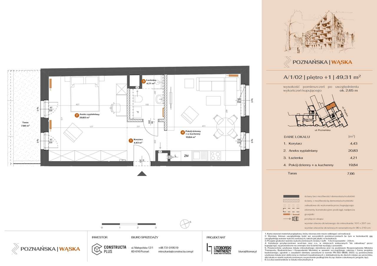 2-pokojowe mieszkanie 49m2 + taras Bez Pośredników - Pełny obrazek: 2/7