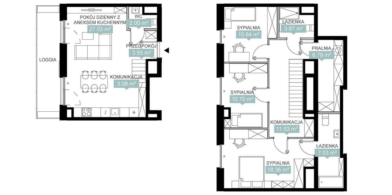 4-pokojowe mieszkanie 104m2 + loggia - Pełny obrazek: 2/9