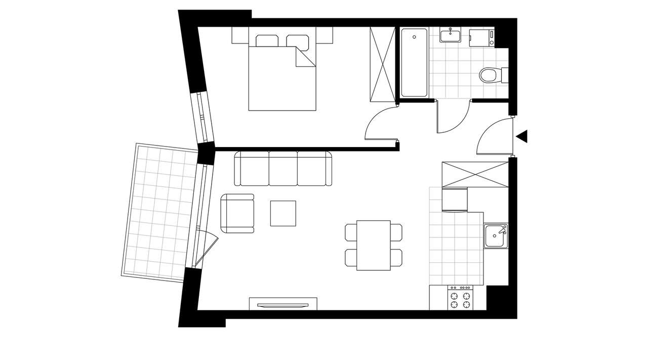 2-pokojowe mieszkanie 46m2 + balkon Bezpośrednio - Pełny obrazek: 4/8