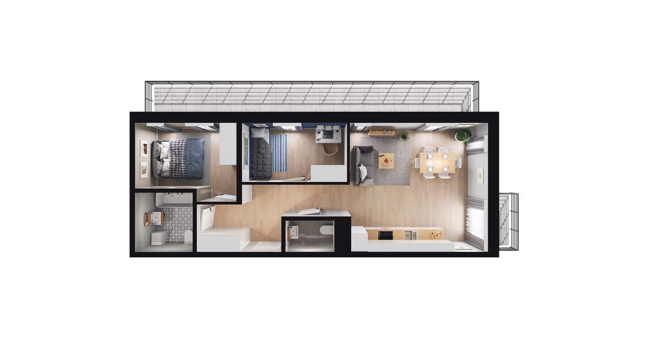 3-pokojowe mieszkanie 64m2 + 2 loggie Bezpośrednio - Pełny obrazek: 2/8