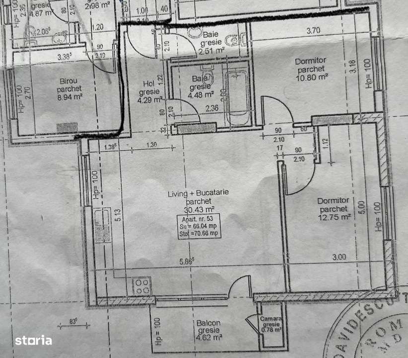 Apartament de 3 camere, 2 bai, 66 mp, zona Vivo — fotografia 1