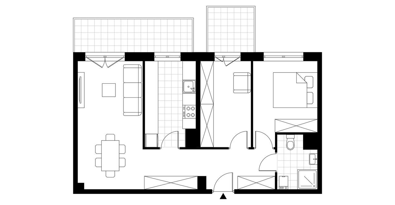 3-pokojowe mieszkanie 58m2 + 2 balkony - Pełny obrazek: 3/8
