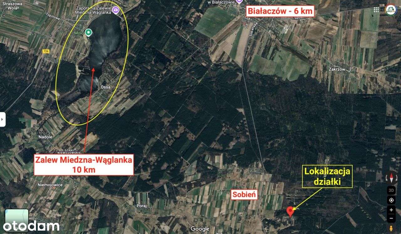 Działka 1596 m² na skraju lasu, Sobień, Białaczów-3