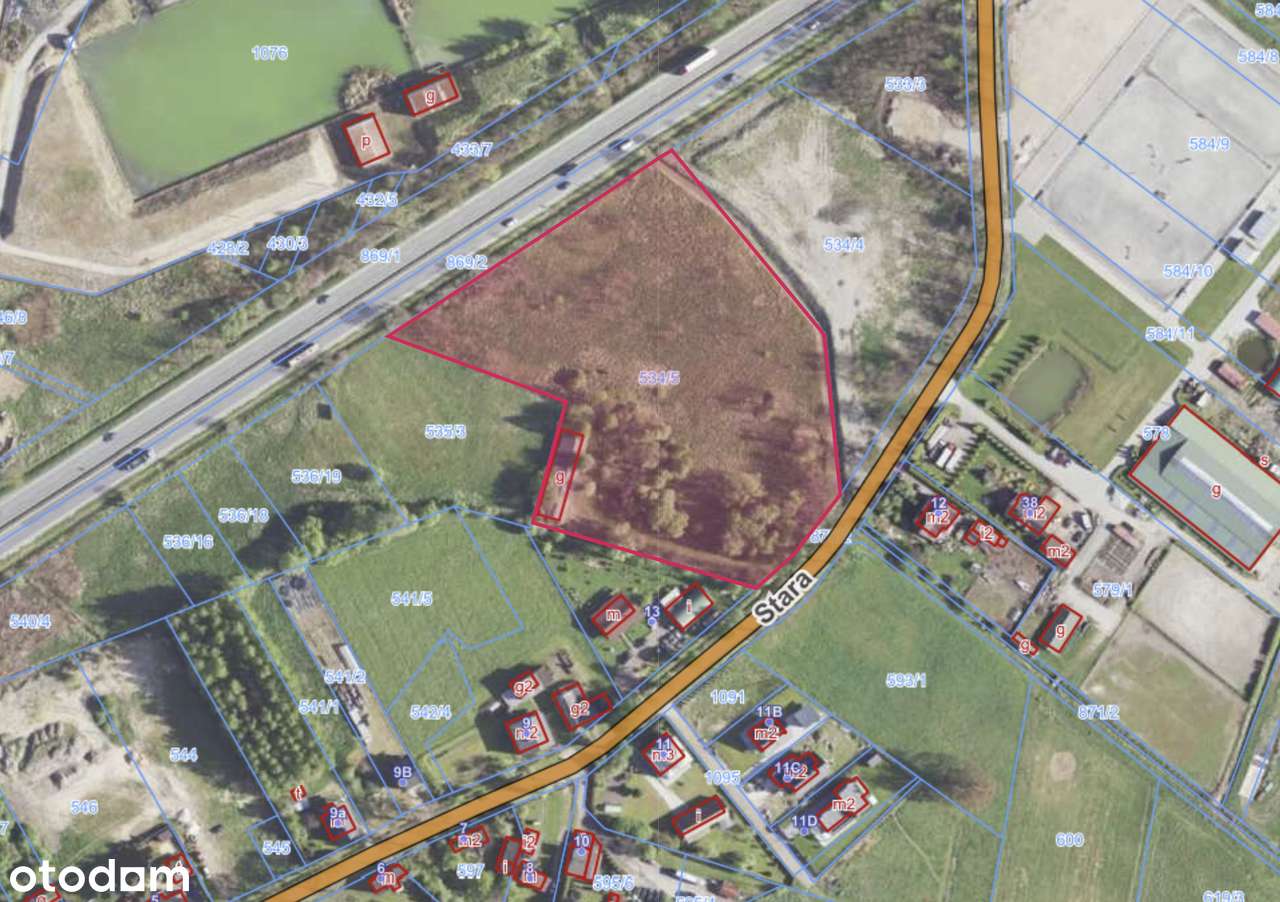 Działka Usługowa Mieszkaniowa 1.7ha w Sarnowie (gm. Psary) przy S86-6