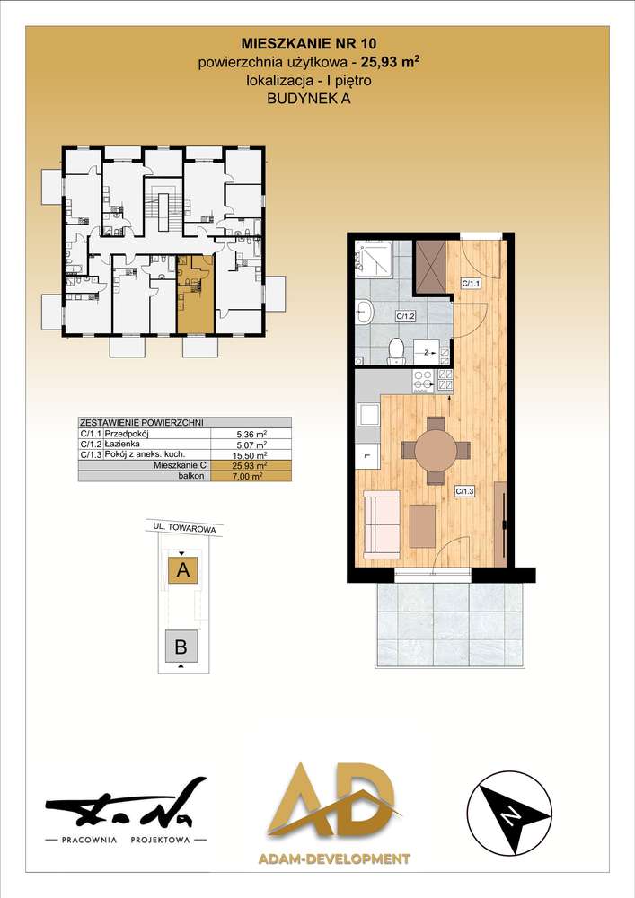 1-pokojowe mieszkanie 25m2 + balkon - Pełny obrazek: 2/10