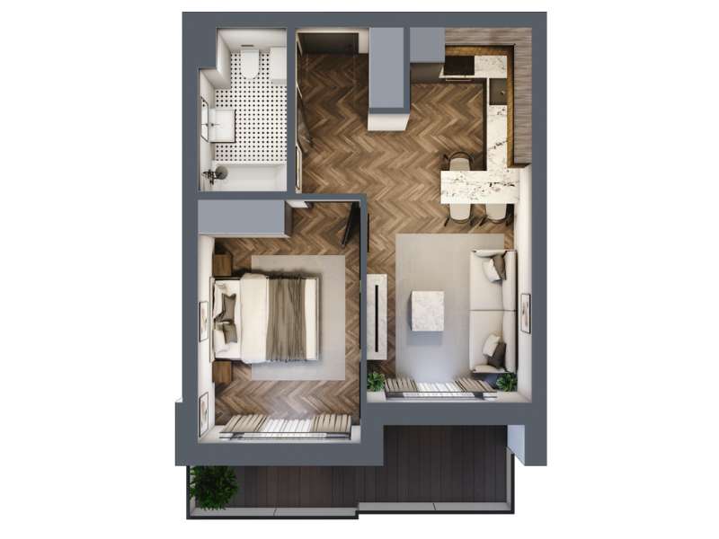 Mieszkanie, 37.19m², 2 pokoje, 2 piętro, B-KLM14-LM17, Nowe Horyzonty - Pełny obrazek: 2/14