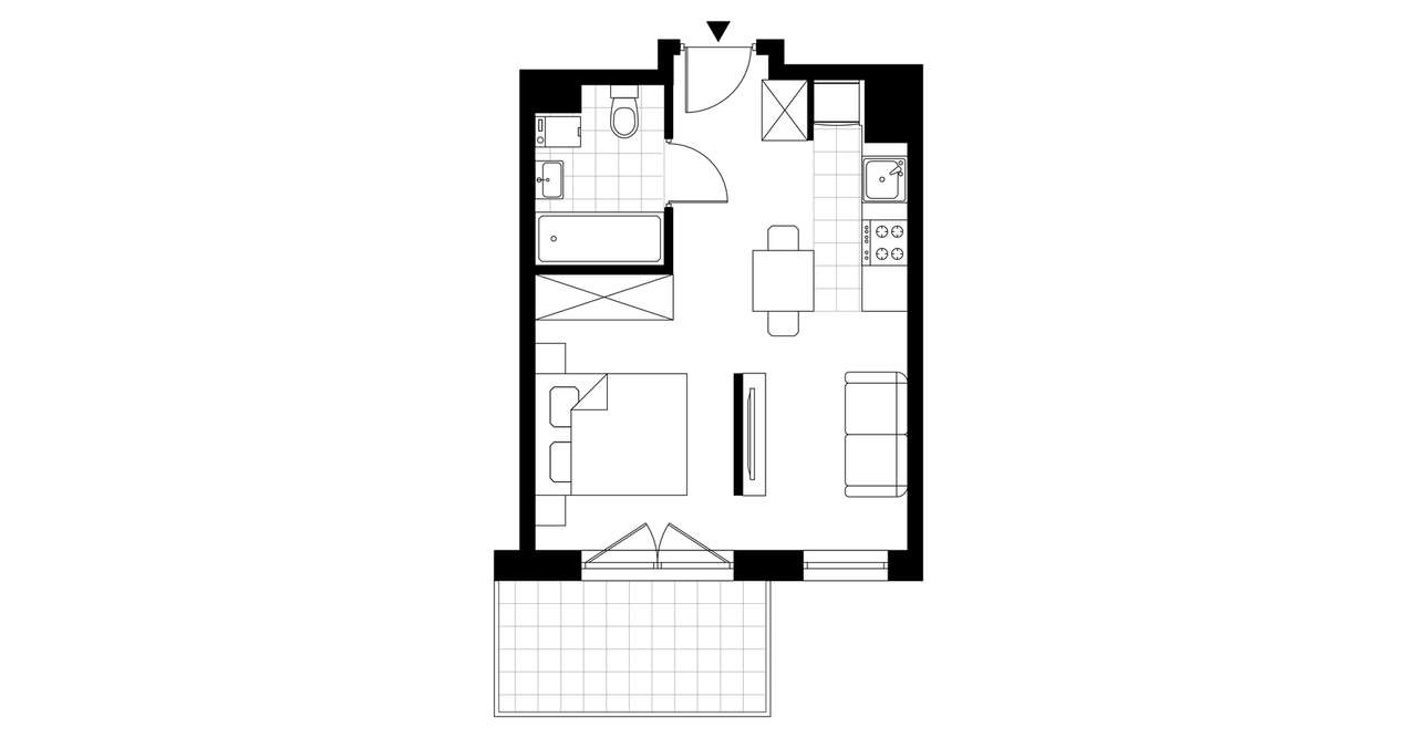 1-pokojowe mieszkanie 28m2 + balkon - Pełny obrazek: 3/8