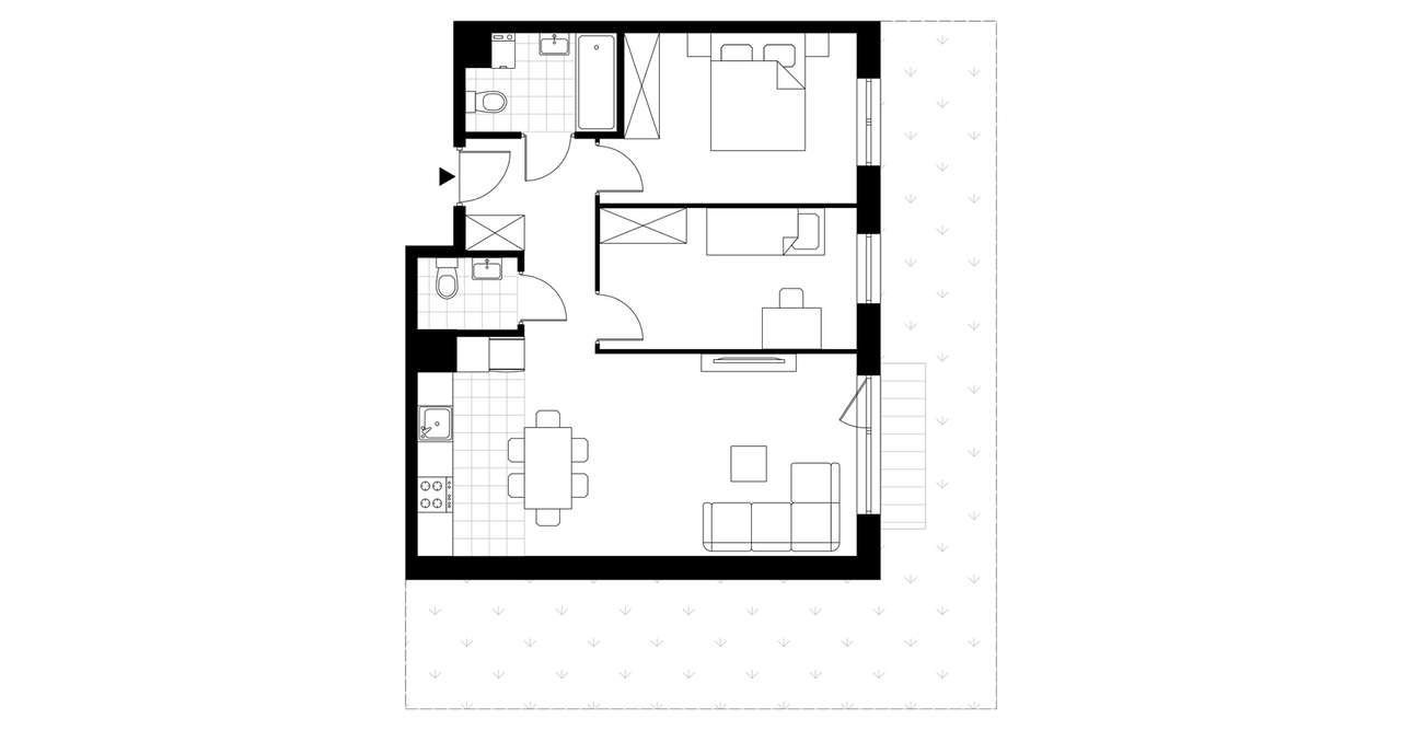 3-pokojowe mieszkanie 61m2 + ogródek Bezpośrednio - Pełny obrazek: 2/7