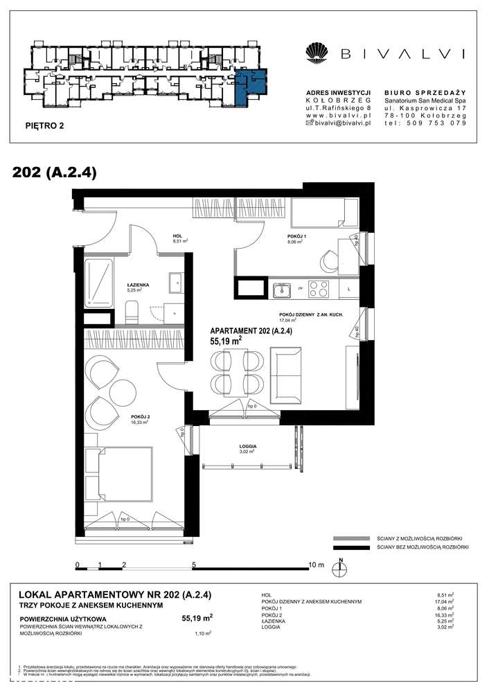 Bivalvi  | apartament 3-pok. | 55,19 m² | 202 - Pełny obrazek: 3/9