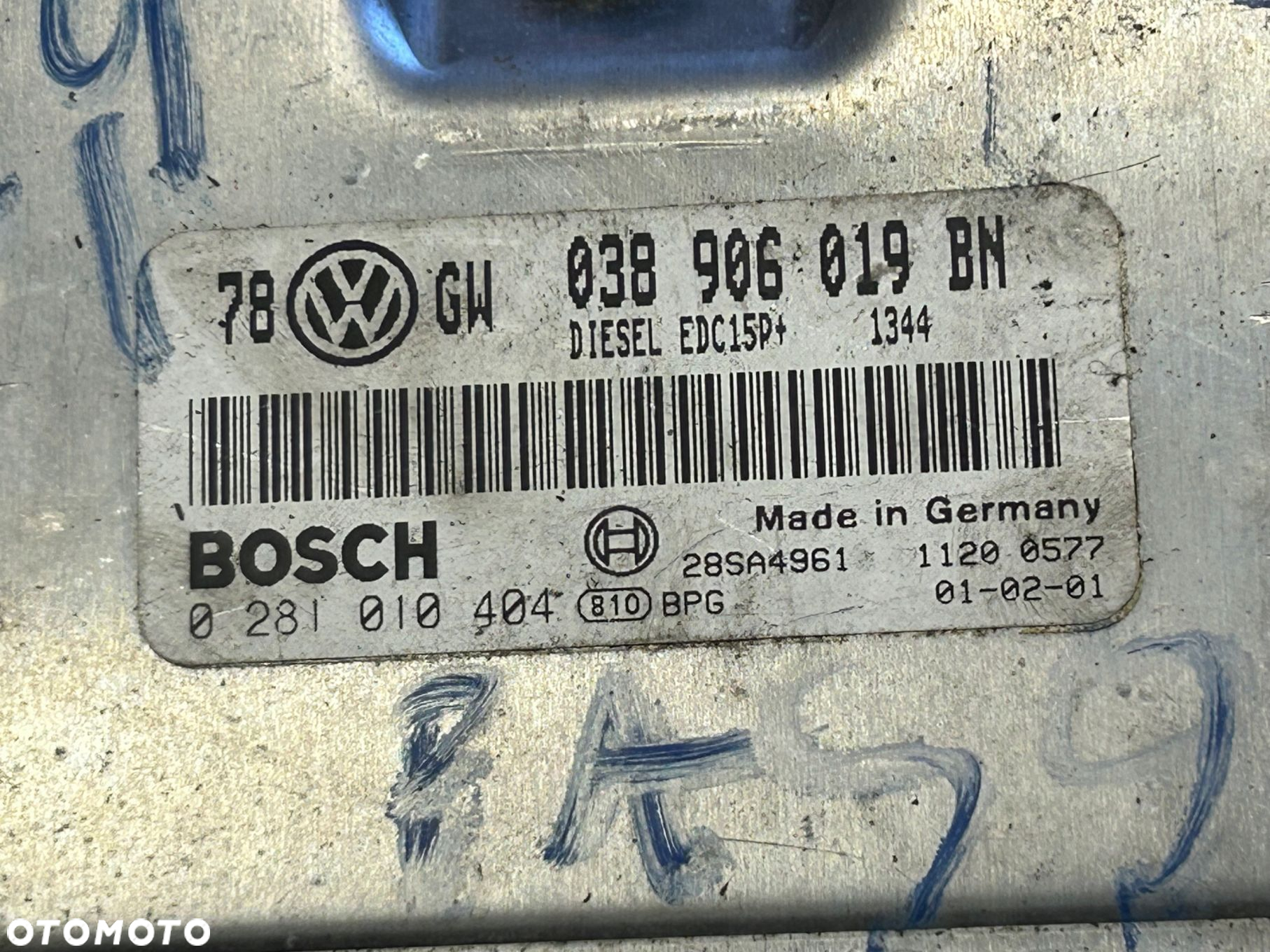 VW PASSAT 1,9 TDI KOMPUTER STEROWNIK 038906019BN - 2