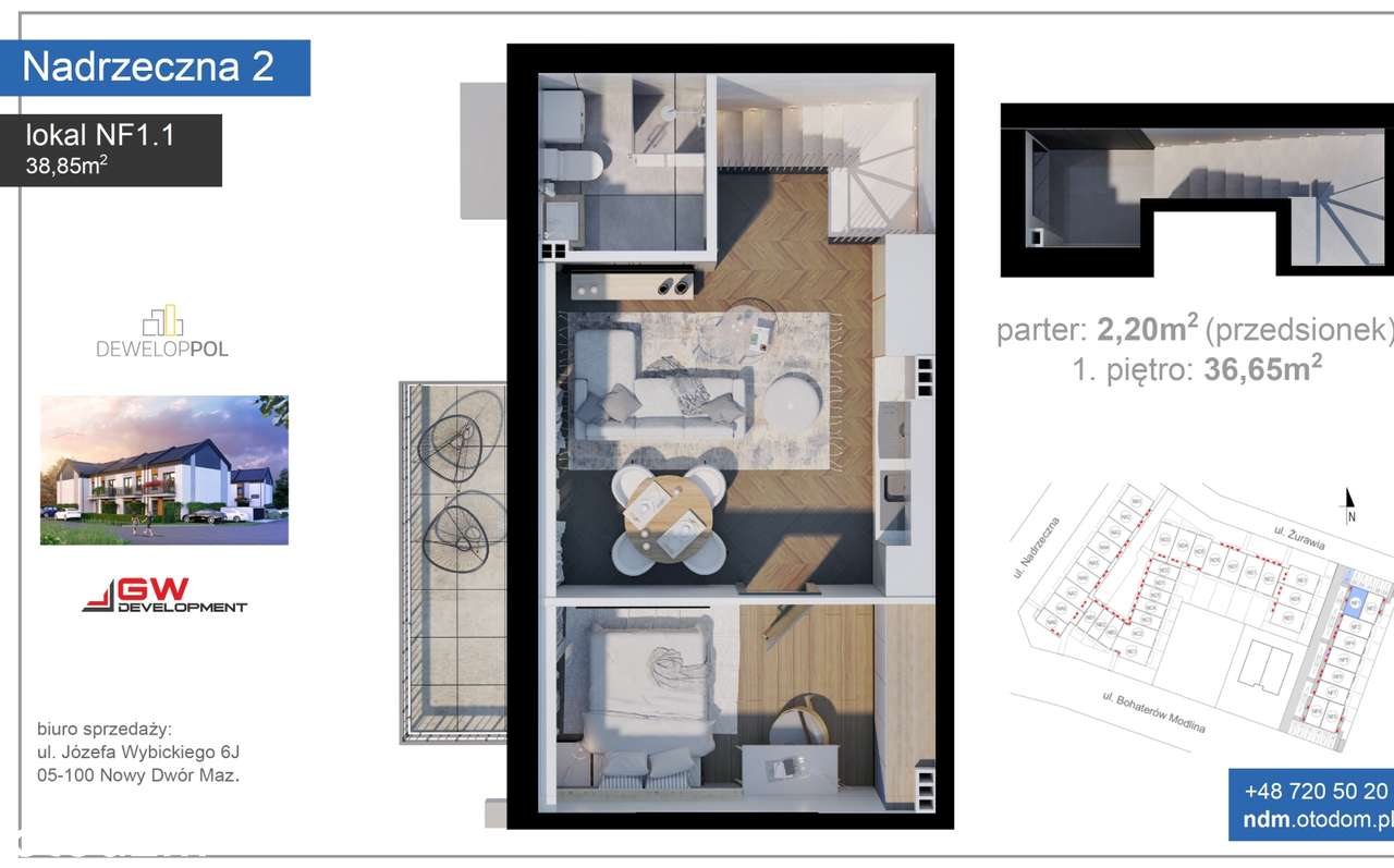 Nadrzeczna - 2 pokoje z dużym balkonem, piętro, zachód - Pełny obrazek: 4/8
