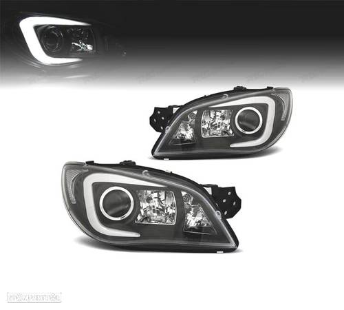 FAROIS FRONTAIS PARA SUBARU IMPREZA 05-08 TUBE LIGHT FUNDO PRETO - 1