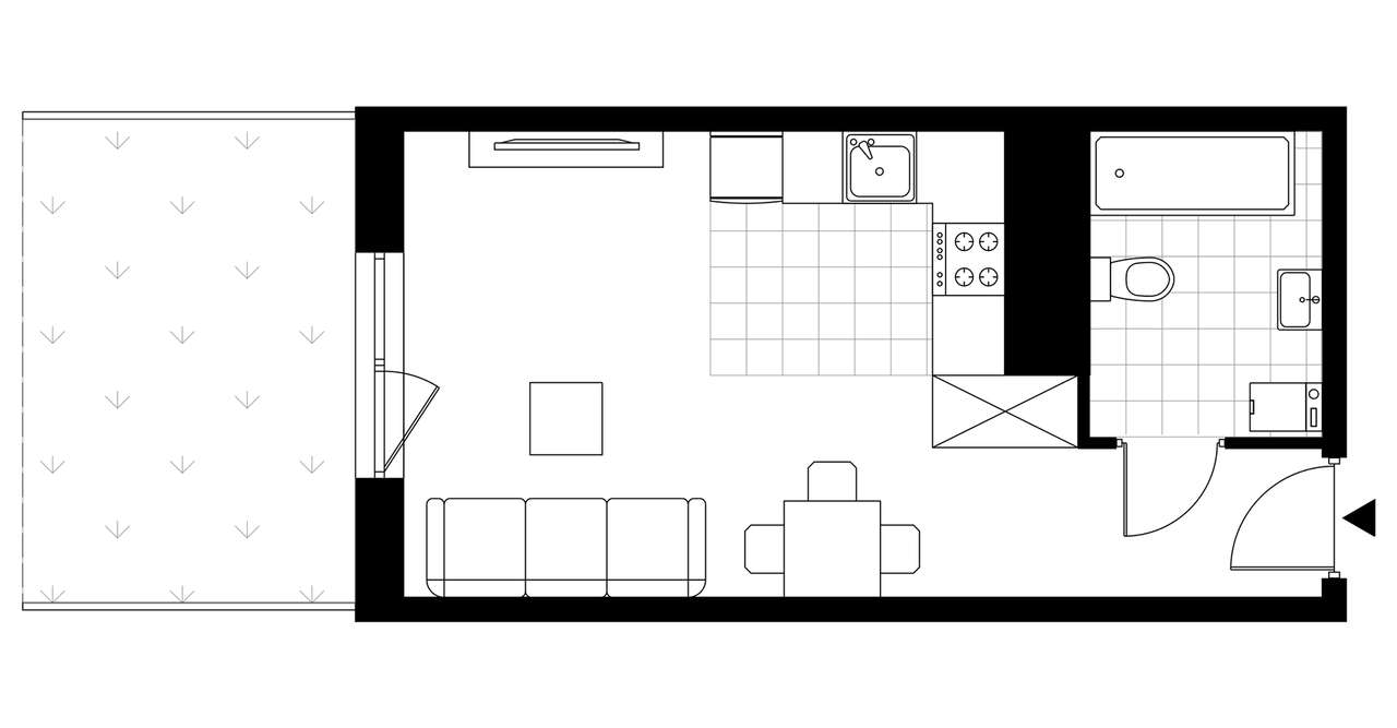 1-pokojowe mieszkanie 26m2 + ogródek Bezpośrednio - Pełny obrazek: 2/8