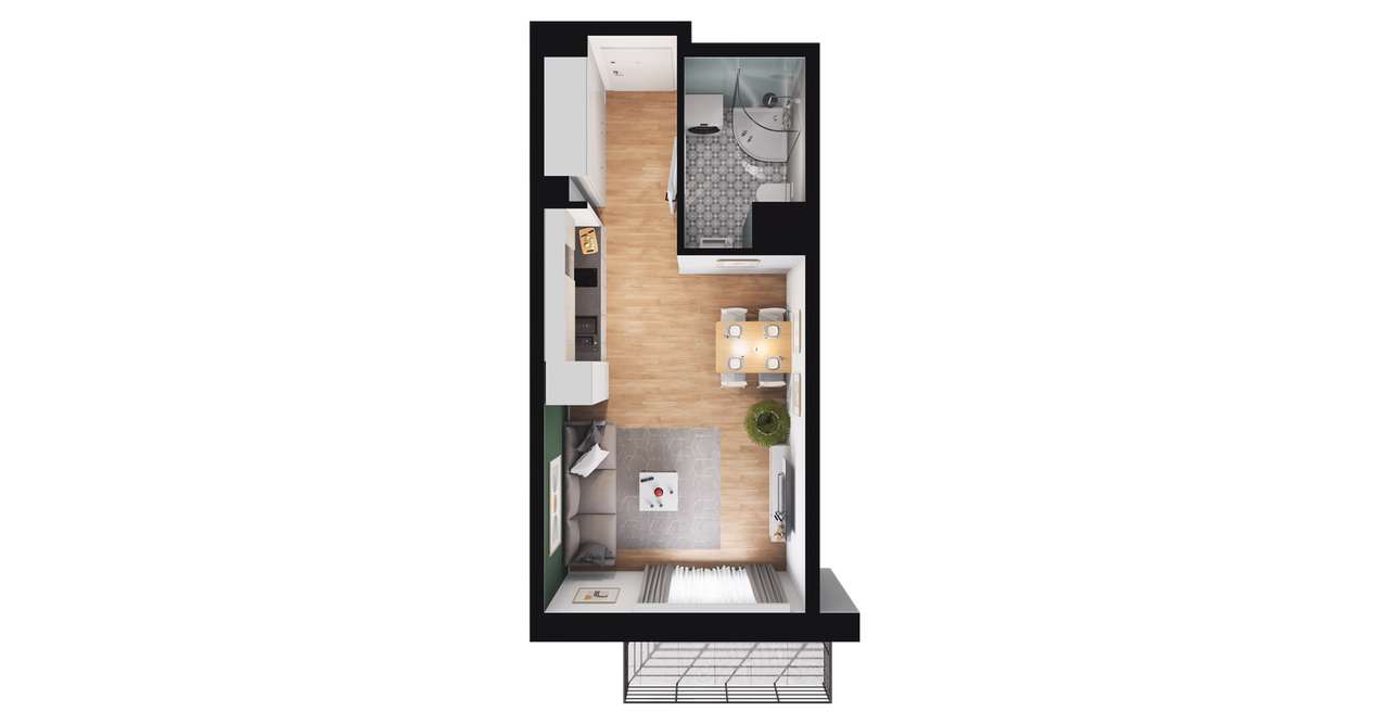 1-pokojowe mieszkanie 26m2 + balkon Bez Prowizji - Pełny obrazek: 2/8