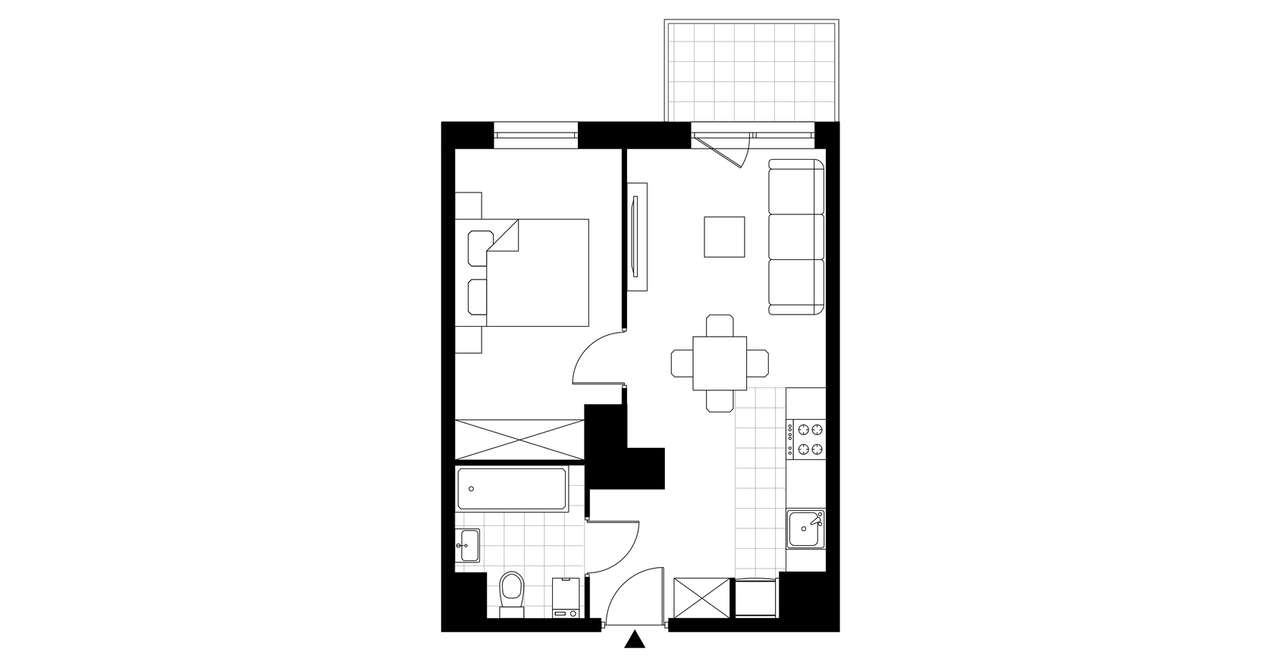 2-pokojowy apartament inwestycyjny 36m2 + balkon - Pełny obrazek: 3/8