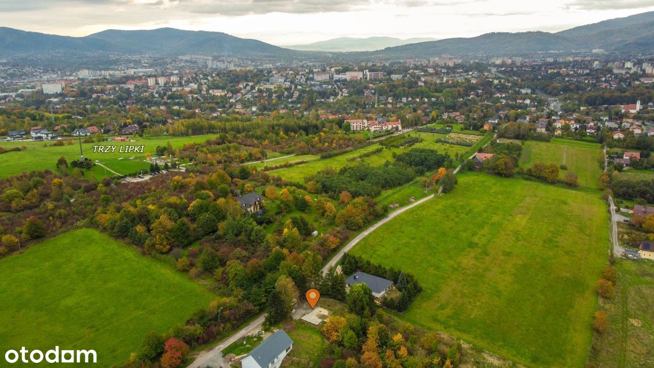 Działka Stare Bielsko z wykonanymi fundamentami