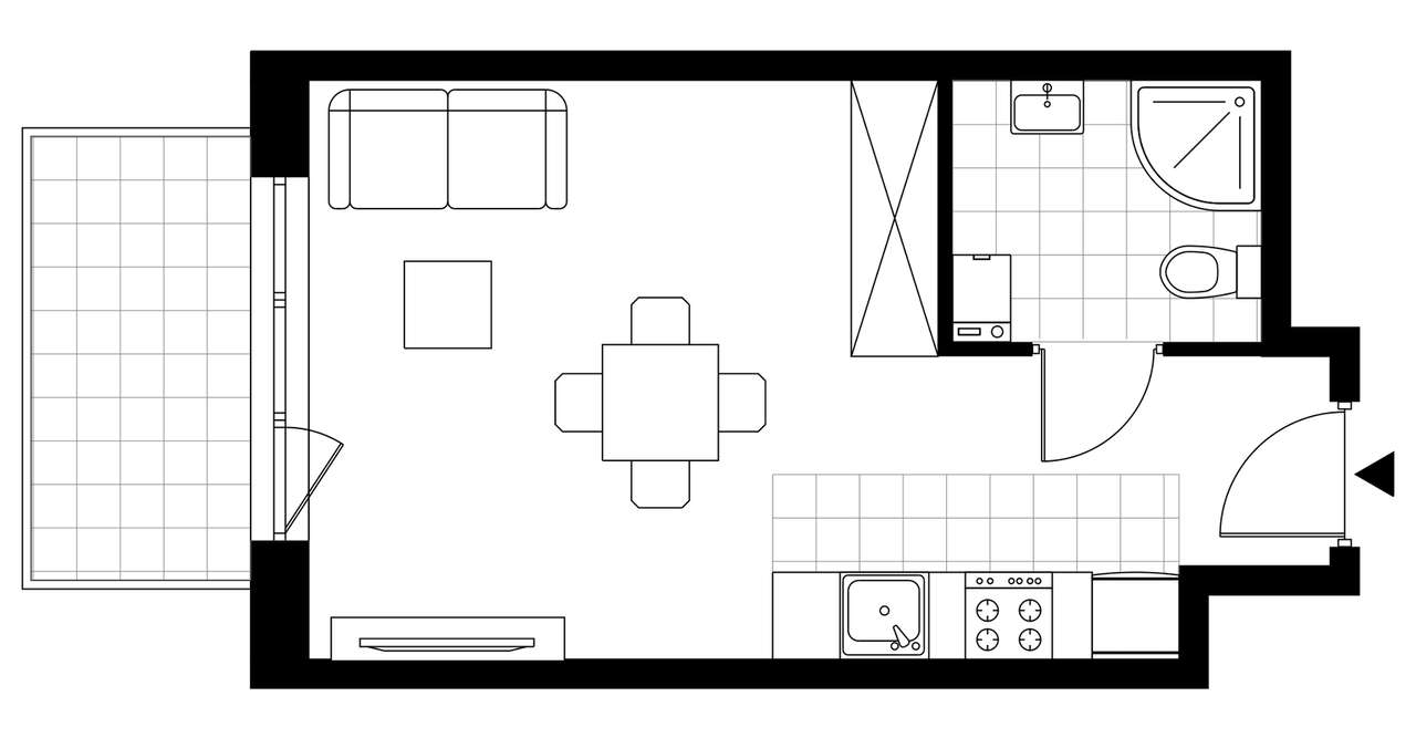 1-pokojowy apartament inwestycyjny 25m2 + balkon - Pełny obrazek: 3/8
