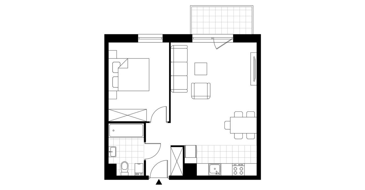 2-pokojowe mieszkanie 45m2 + balkon - Pełny obrazek: 3/8