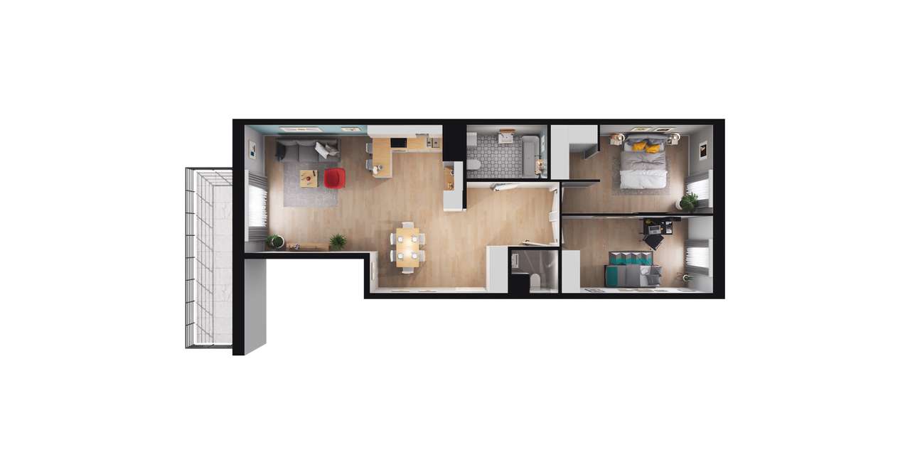 3-pokojowe mieszkanie 74m2 + balkon Bez Prowizji - Pełny obrazek: 2/8