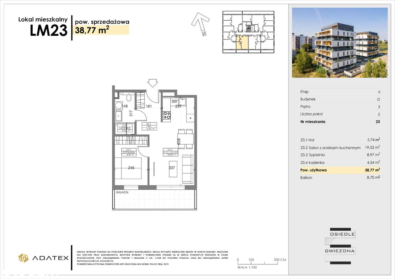 Osiedle Gwiezdna | mieszkanie 2 pokoje | NA START | C23 - Pełny obrazek: 2/13