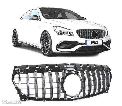 GRELHA FRONTAL LOOK AMG GT PARA MERCEDES CLA C117 PRETO CROMO 16-18 - 4