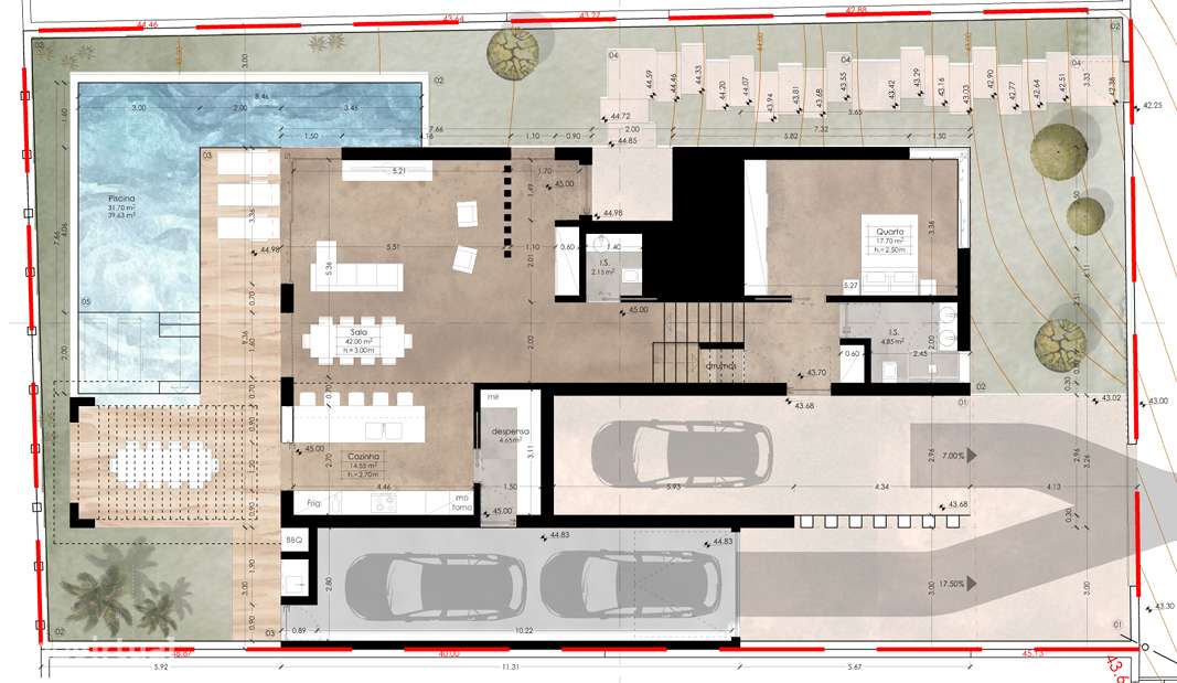 Moradia V4 isolada de arquitetura contemporânea com piscina, com vista-27