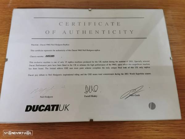 Ducati 996 S &#039;Hodgson Replica&#039; 35 exemplares - Certificada - 2