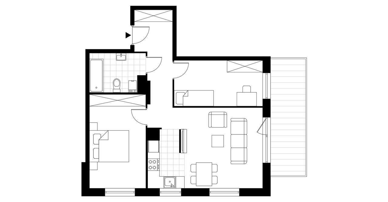 3-pokojowe mieszkanie 60m2 + balkon Bezpośrednio - Pełny obrazek: 3/7