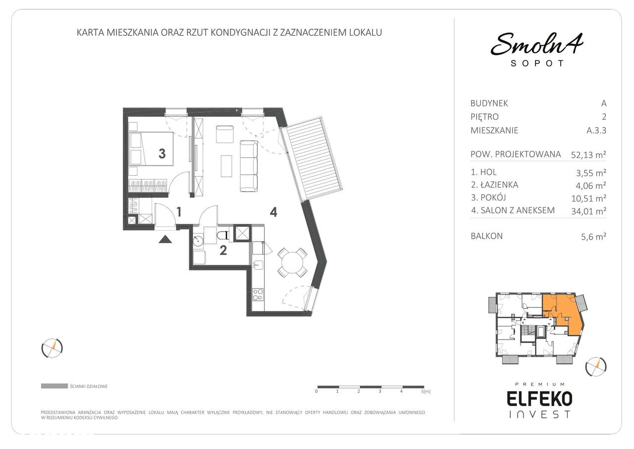 Mieszkanie 2 pok., 2 piętro, winda, Sopot - Pełny obrazek: 2/9