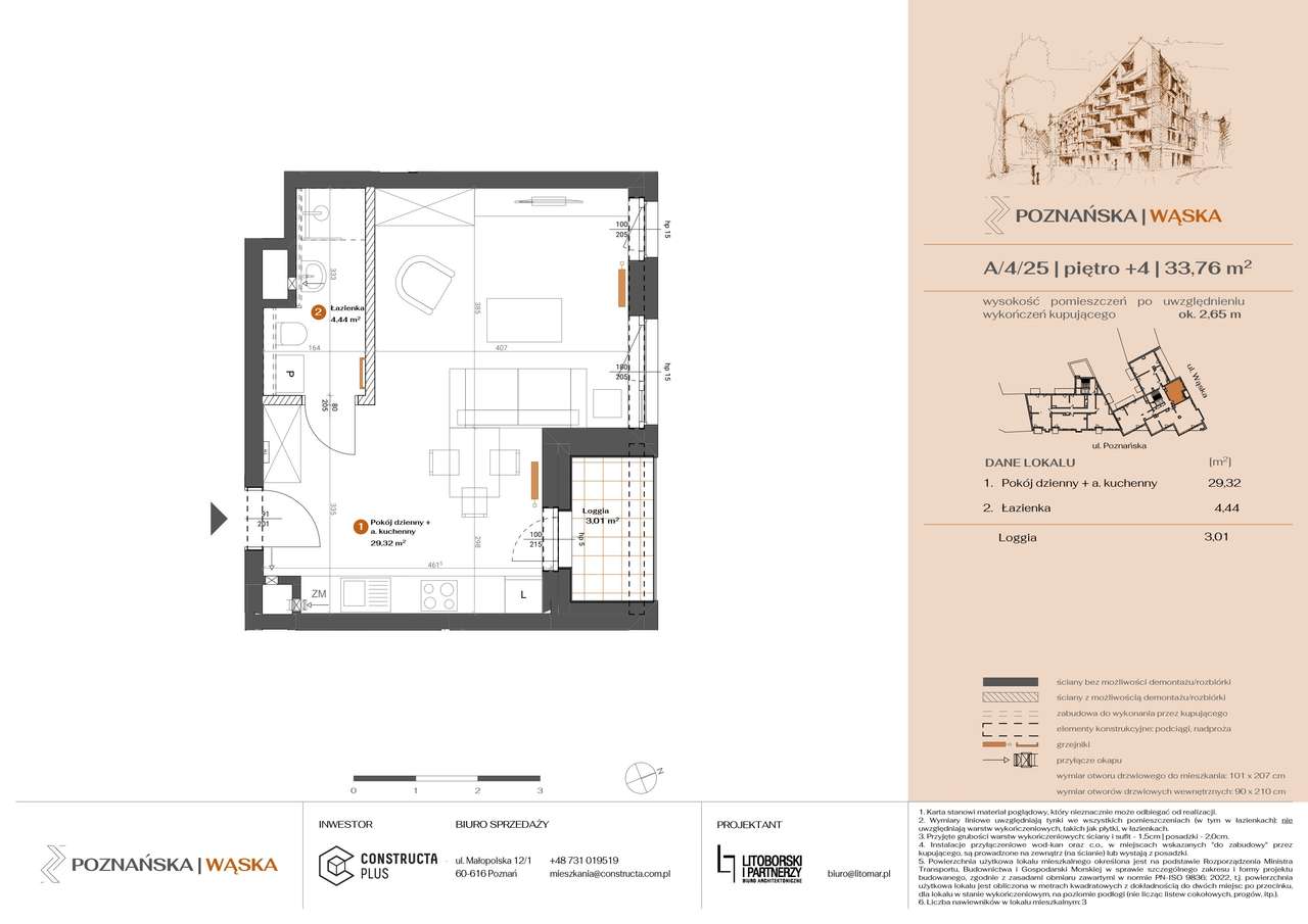 1-pokojowe mieszkanie 33m2 + loggia Bez Prowizji - Pełny obrazek: 2/7