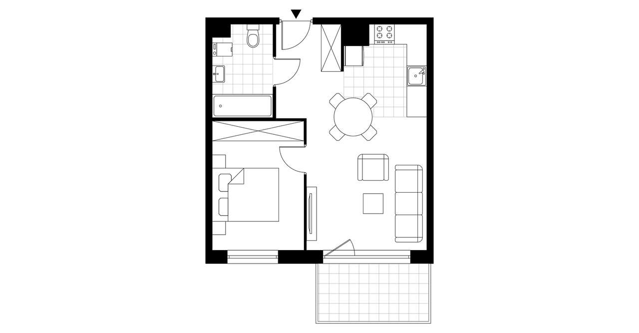 2-pokojowe mieszkanie 42m2 + balkon - Pełny obrazek: 3/8