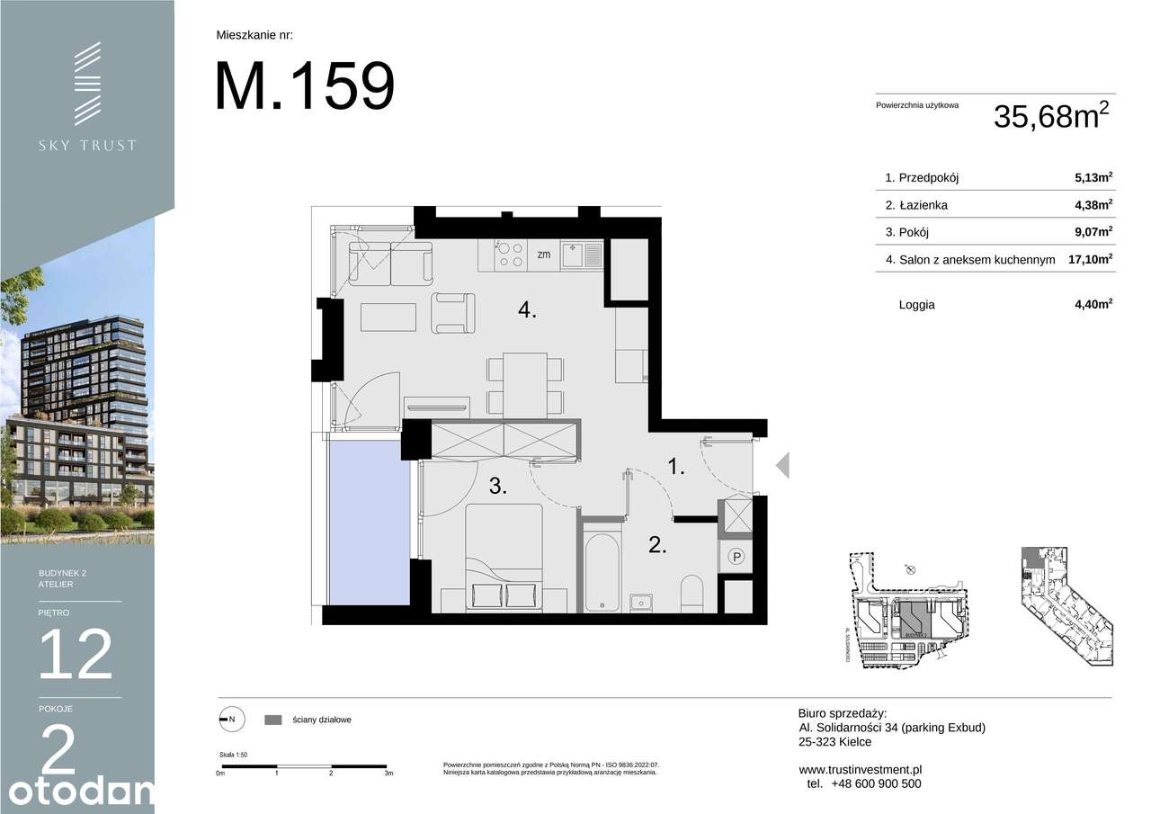 Sky Trust etap I​I | mieszkanie 2-pok. | M159 - Pełny obrazek: 3/10