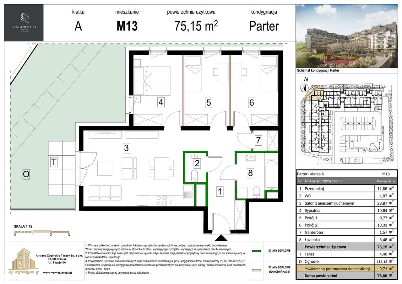 4-pokojowe mieszkanie 75m2 + ogródek Bezpośrednio - Pełny obrazek: 2/8
