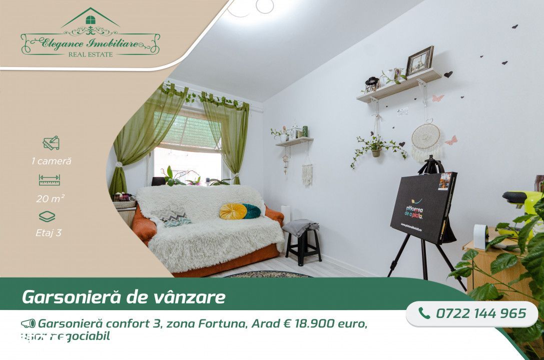 Garsoniera confort 3, zona Fortuna, Arad