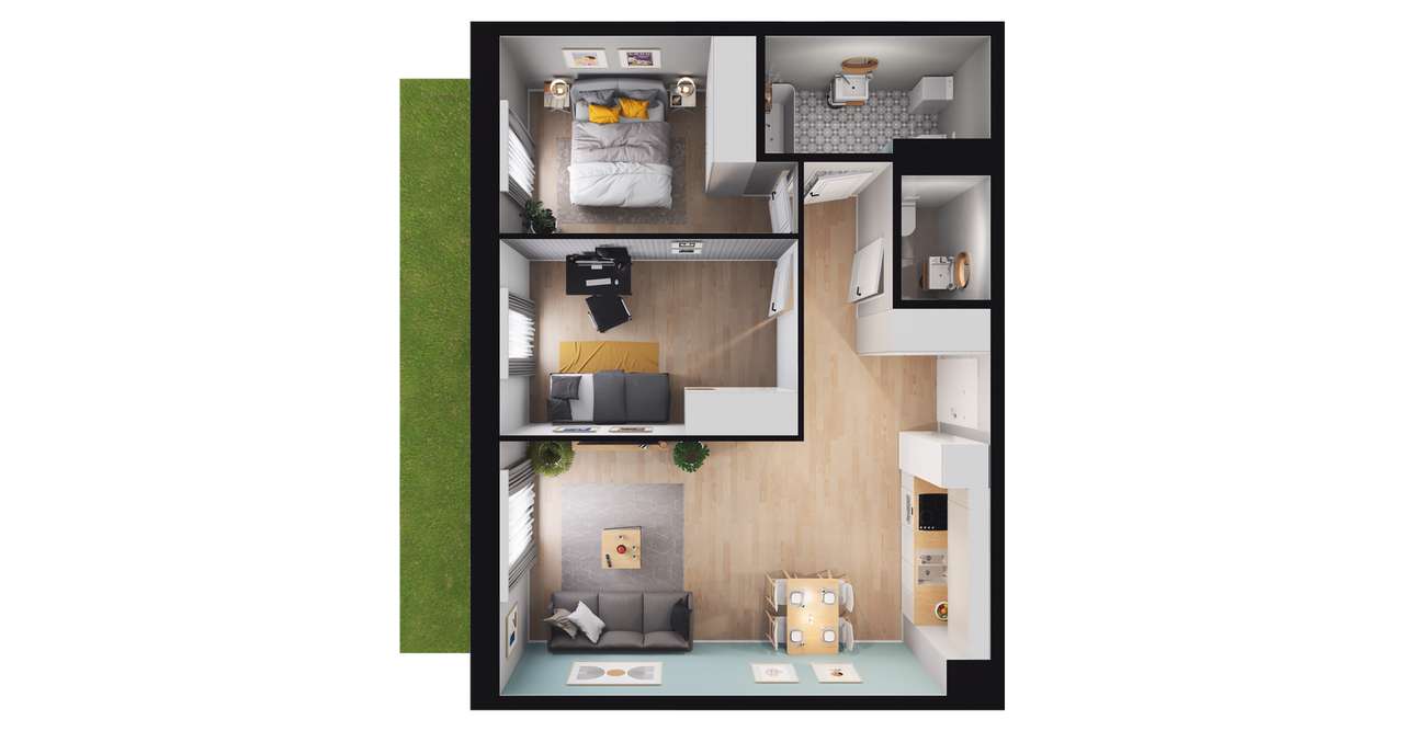 3-pokojowe mieszkanie 58m2 + ogródek Bez Prowizji - Pełny obrazek: 2/8