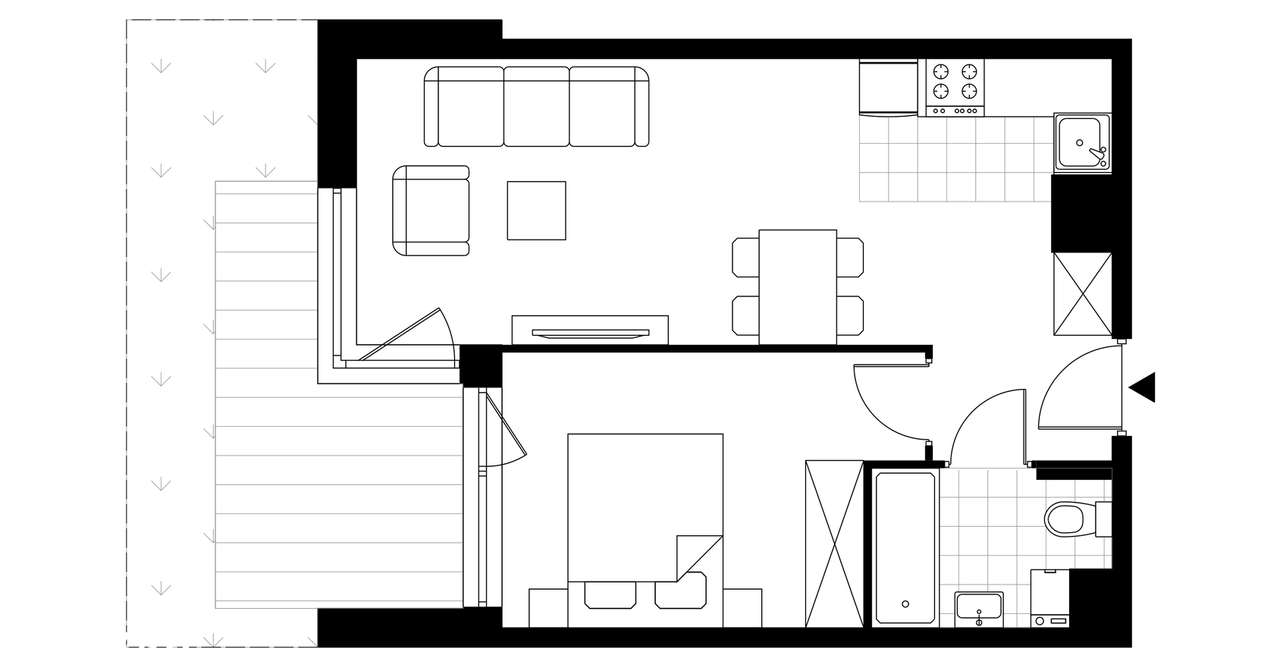 2-pokojowe mieszkanie 38m2 + ogródek Bezpośrednio - Pełny obrazek: 4/9