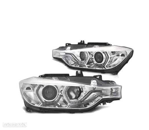 FARÓIS ANGEL EYES DRL PARA BMW F30 F31 11-15 CHROME CROMADO - 2