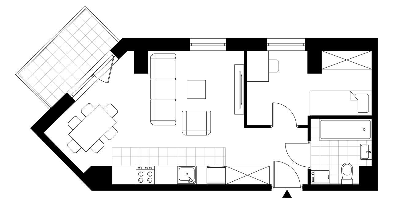1-pokojowe mieszkanie 39m2 + balkon Bezpośrednio - Pełny obrazek: 3/8